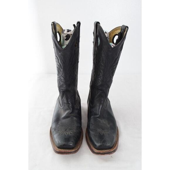 Los Altos Genuine Leather Rodeo Square Toe Western Cowboy Boots Pull holes -9 EE - Picture 2 of 8